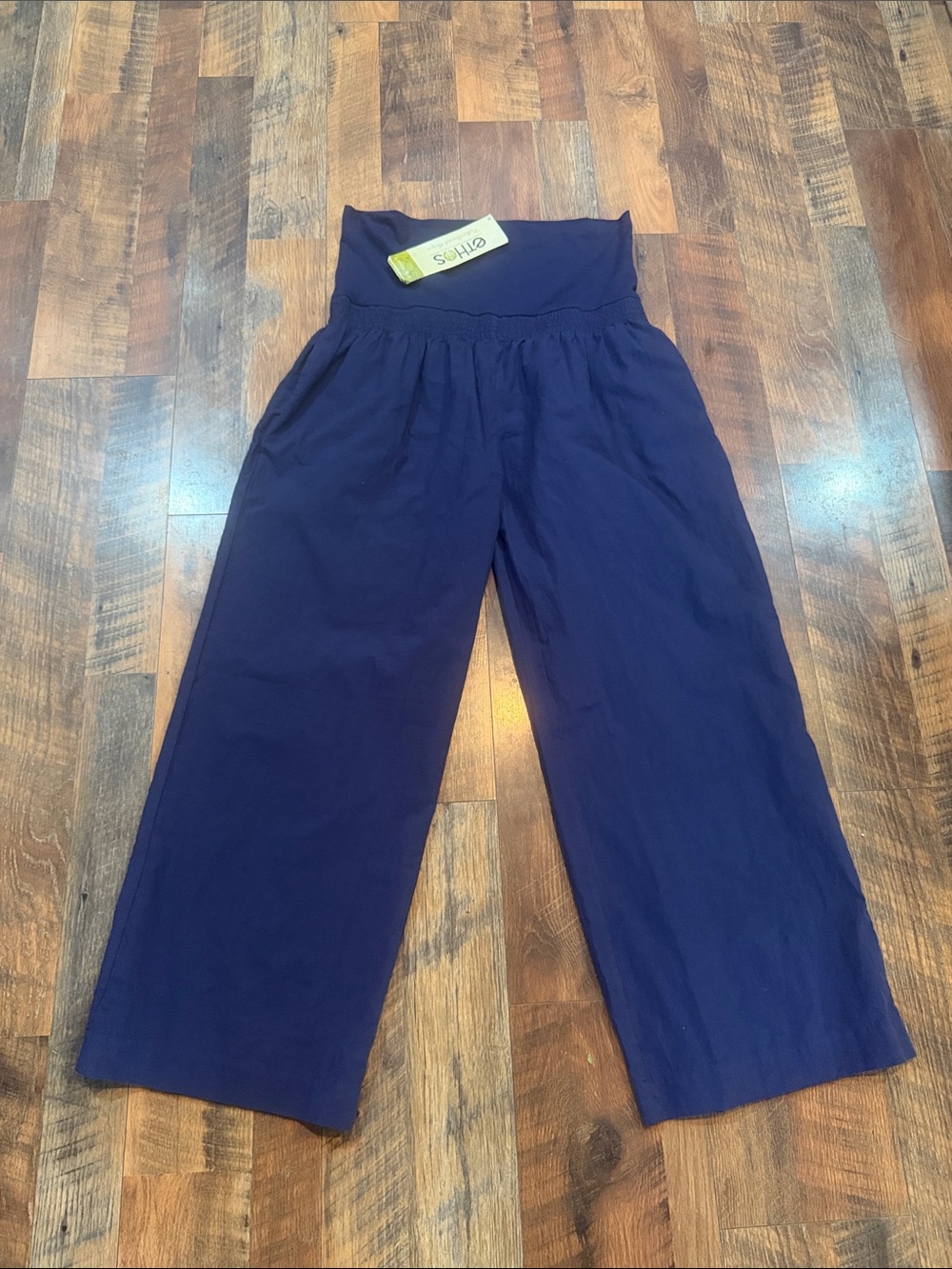 Ethos Wide-Leg High-Waist Pants in Navy Blue L (4700)  NWT